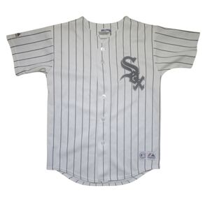 Majestic Chicago White Sox - White And Black Pinstripe Kids Jersey Size Medium